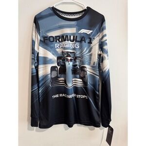 Formula 1 Racing Long Sleeve Graphic Tee boys XL Blue Sublimated Print